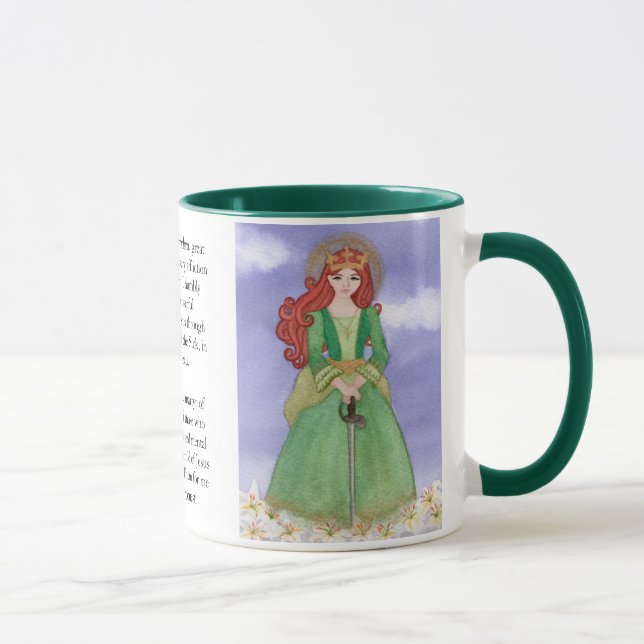 Mug St. Dymphna Aquarelle Prière Thé Café (Droite)