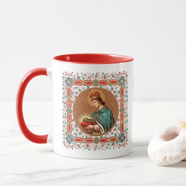 Mug St. Louis IX avec frontière Rinceau (BK 065) (Avec donut)