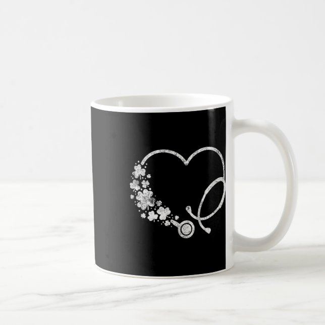 Mug St Patricks Day Cœur Shamrock Stéthoscope Infirmiè (Droite)