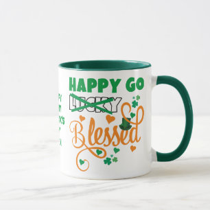 Mug St Patrick's Day HEUREUX GO Lucky BLESSED Christia