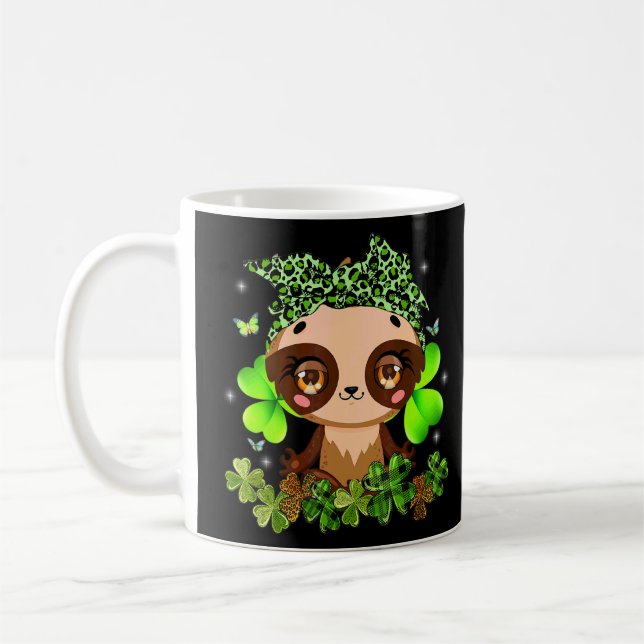 Mug St Patrick's Day mignonne Sloth Kids Green Shamroc (Gauche)