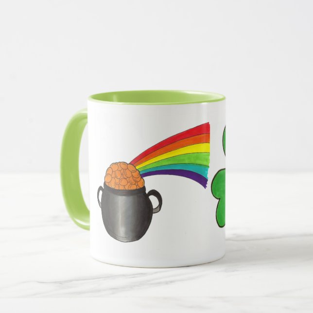 Mug St. Patrick's Day Rainbow Pot of Gold Shamrock (Devant gauche)