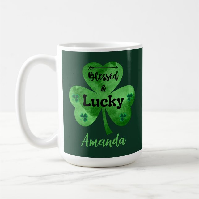 Mug St Patrick's Day Shamrock Chanceux et Bénis (Gauche)