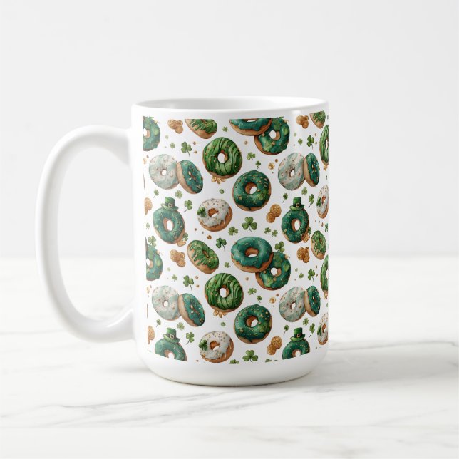 Mug St Patricks Day Watercolor Donut & Shamrock (Gauche)