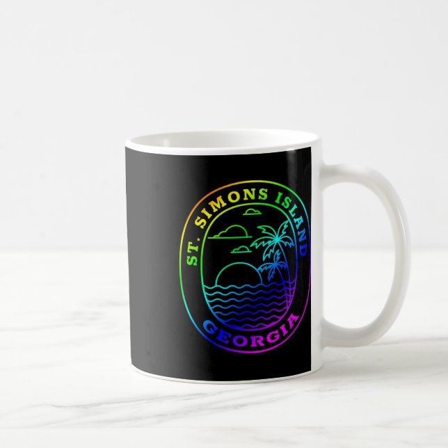 Mug St. Simons Island Georgia Rainbow Palm Tree Beach (Droite)