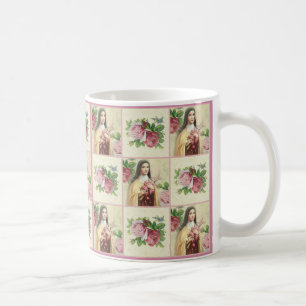 Mug St Therese les petits roses de la fleur w/red