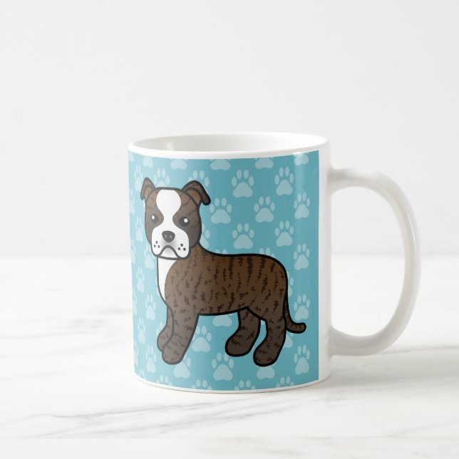 Mug Staffordshire Bull Terrier bringlé et blanc (Droite)