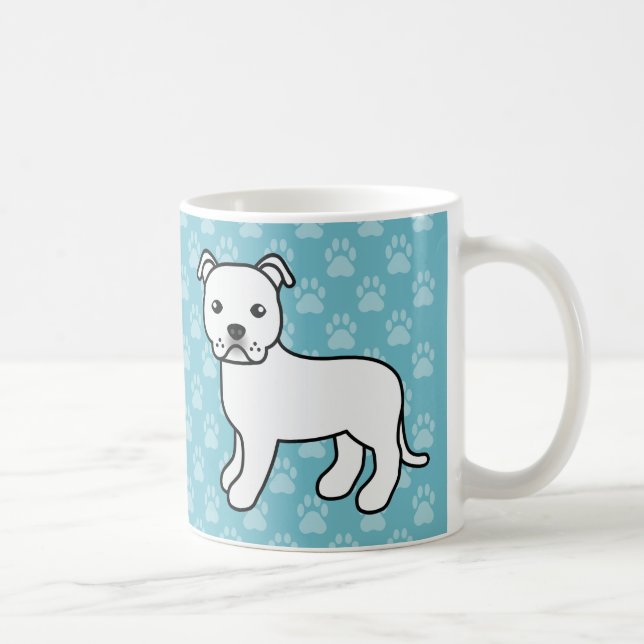 Mug Staffordshire Bull Terrier de dessin animé blanc (Droite)