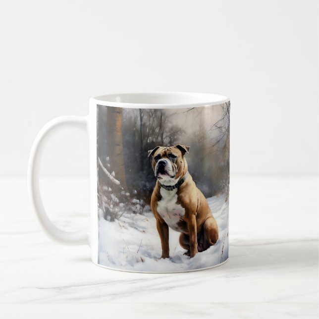 Mug Staffordshire Bull Terrier Laisser neiger Noël (Gauche)