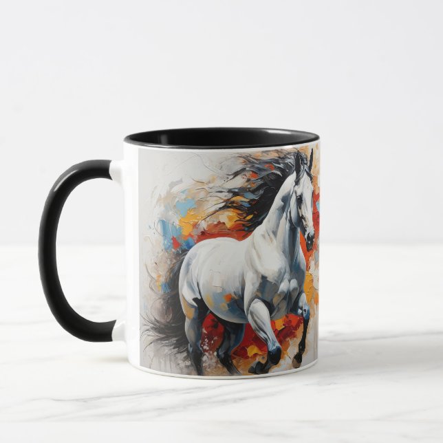 Mug Stallion blanc dynamique - Musique 3D majestueuse (Gauche)