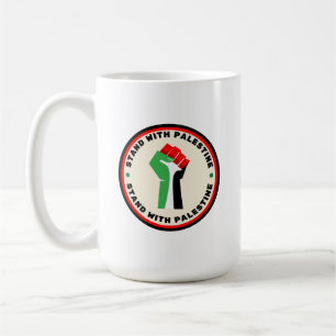 Mug Stand avec la Palestine - Poing - Couleurs du drap
