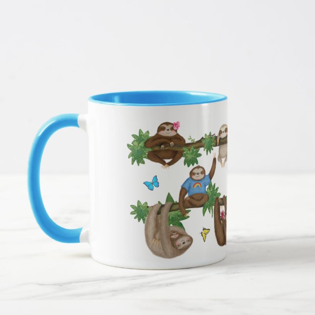 Mug Stanley Sloth blue "dégustez un canapé paresseux" (Gauche)