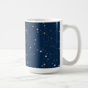 Mug Star d'or sur le Motif de nuit bleu