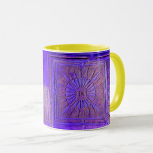 Mug STAR DU MATIN Pawnee violet bleu jaune Monogramme