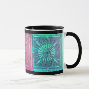 Mug STAR DU MATIN.rose, bleu aqua, turquoise, noir