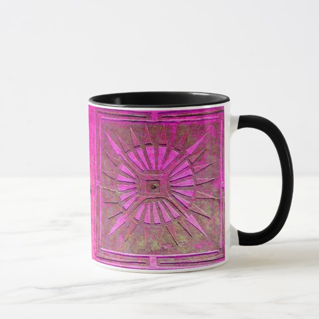 Mug STAR DU MATIN Rose, Fuchsia Black, Monogramme (Droite)