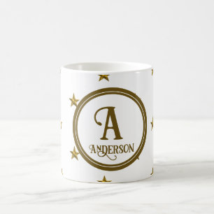Mug Star Monogram Golden Star Famille Motif initial
