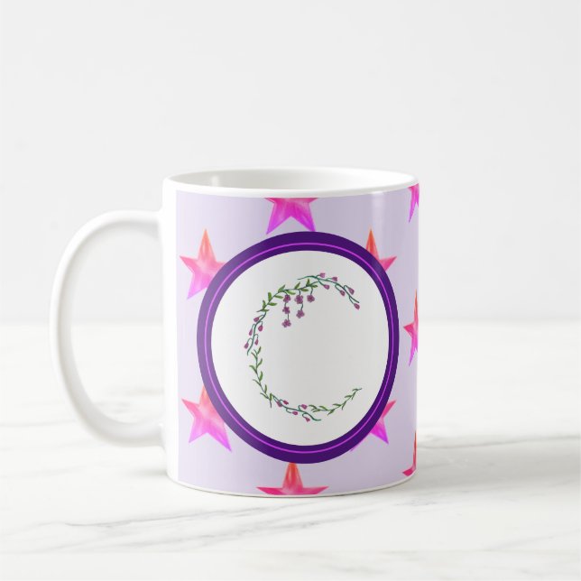 Mug Star Monogram Première Nature dessinée à la main D (Gauche)
