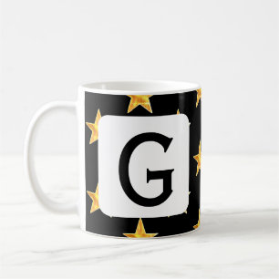 Mug Star N'Importe Quel Monogramme Initiale Jaune Noir