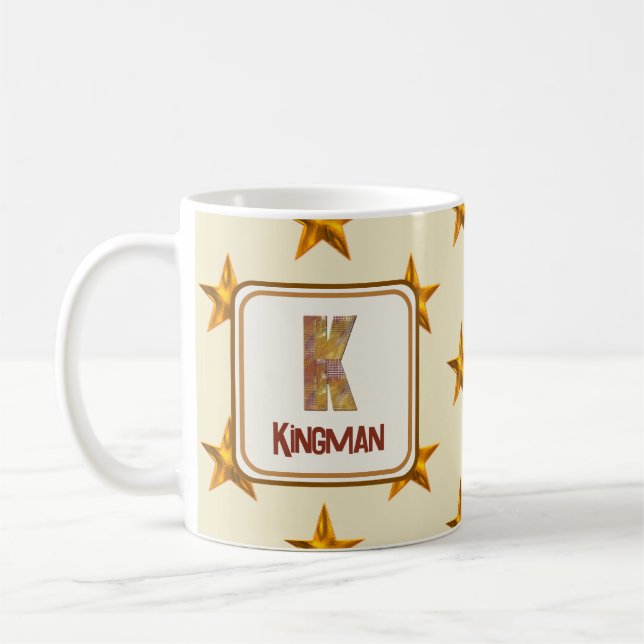 Mug Star Patchwork Nom K Monogramme initial (Gauche)