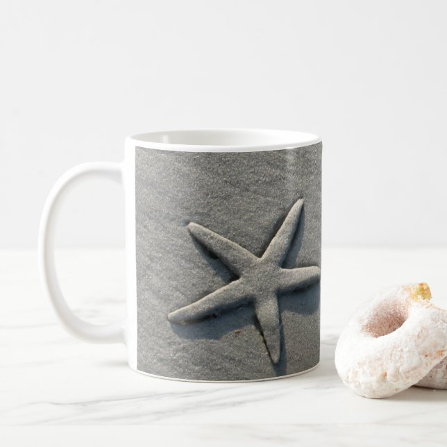 Mug Starfish Sand Ocean Beach Photo (Avec donut)