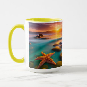 Mug Starfish sur la plage à Dawn