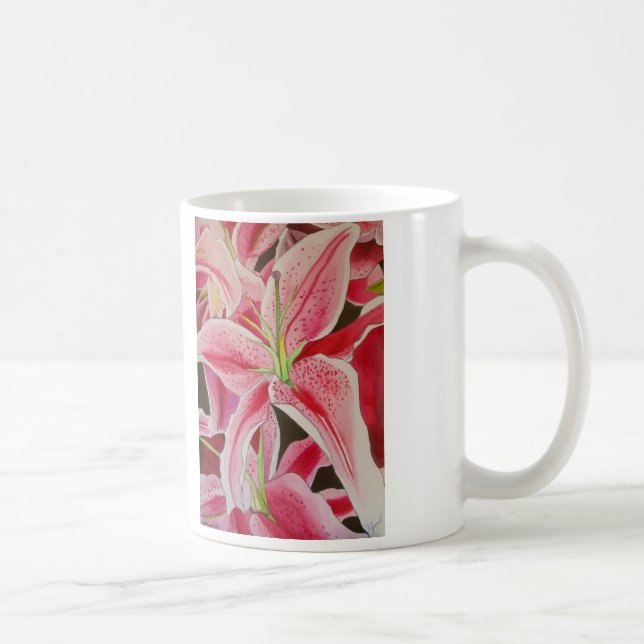 Mug Stargazer rose Lily aquarelle couleur originale fl (Droite)