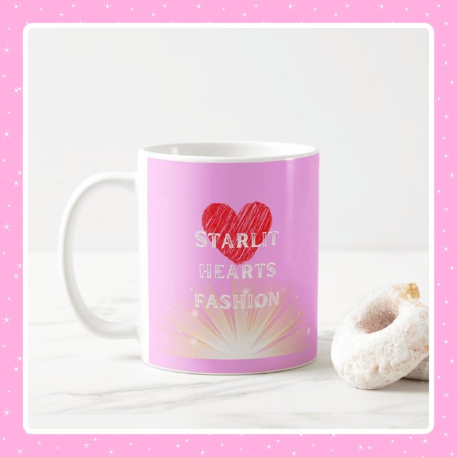 Mug Starlit Coeurs Mode Coeur rouge Shine (Starlit Hearts Fashion Red Heart Shine Coffee Mug - 11 oz)