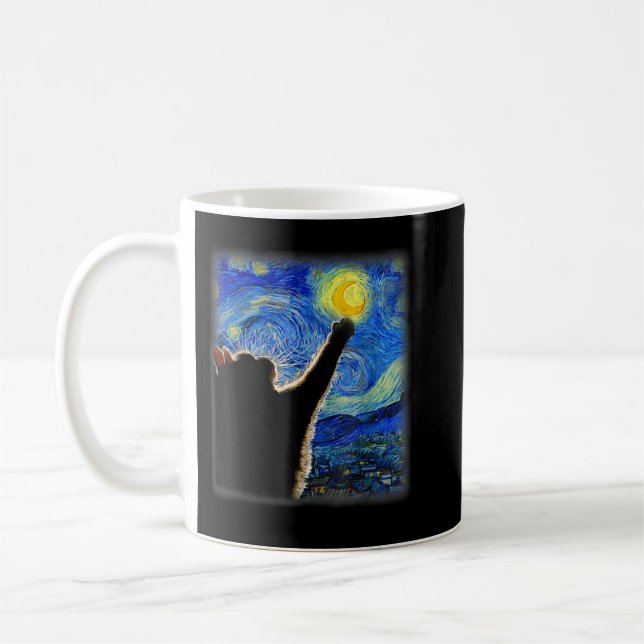 Mug Starry Night Chat, Chat Maman, Chat Papa, Amoureux (Gauche)