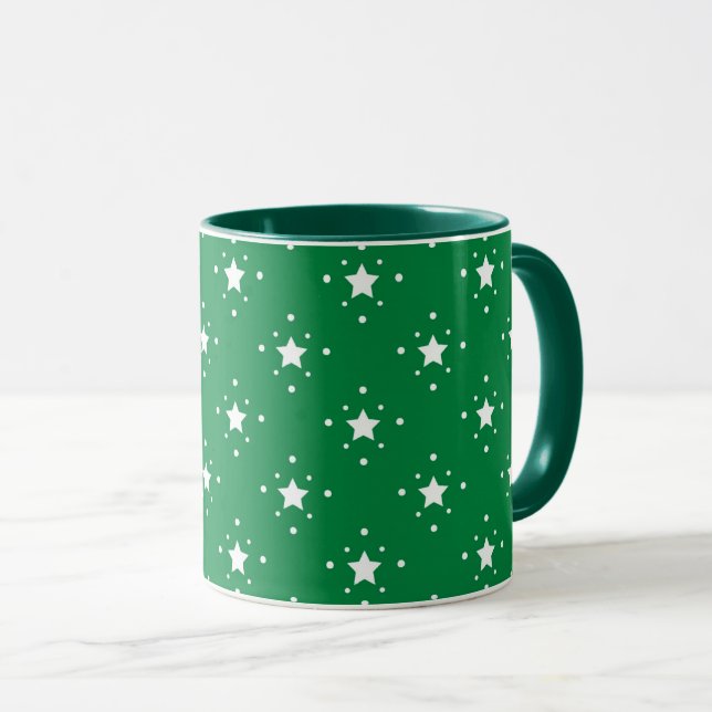Mug Stars Green Christmas Background (Devant droit)