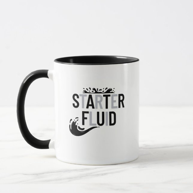 Mug STARTER FLUID Fun Moderne Tendance Typographie Cit (Gauche)