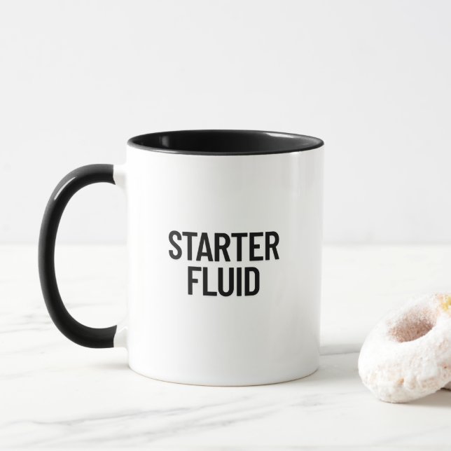 Mug STARTER FLUID Fun Moderne Tendance Typographie Cit (Avec donut)