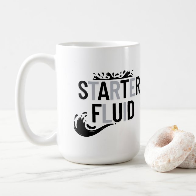 Mug STARTER FLUID Fun Moderne Tendance Typographie Cit (Avec donut)