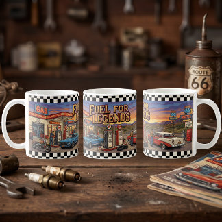 Mug Station-service vintage Route 66 Fuel For Legends