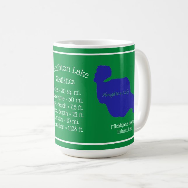 Mug Statistiques de lac Houghton (Devant droit)