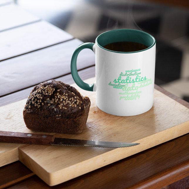 Mug Statistiques vertes Math Word Cloud (Créateur téléchargé)