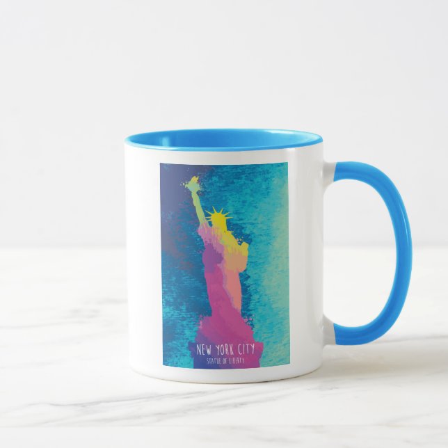 Mug Statue d'aquarelle de la liberté (Droite)