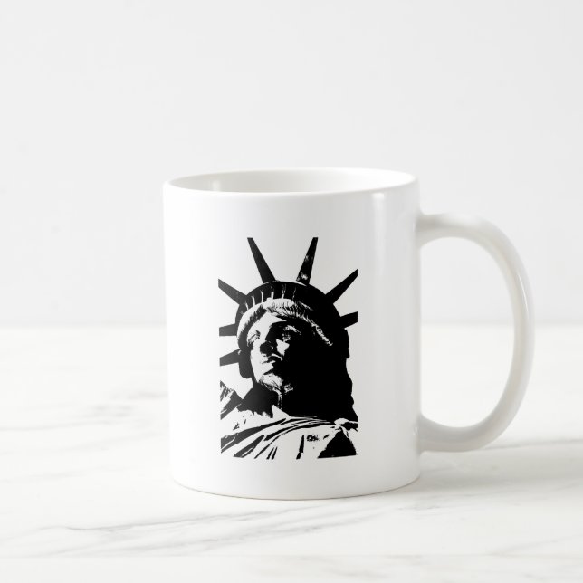 Mug Statue d'Art Pop Noir & Blanc de la Liberté (Droite)