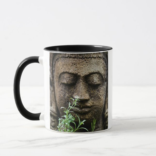 Mug Statue de jardin en pierre avec fleur (Gauche)
