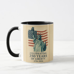 Mug Statue de la Liberté 250e anniversaire sur drapeau