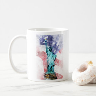 Mug Statue de la Liberté avec aquarelle drapeau