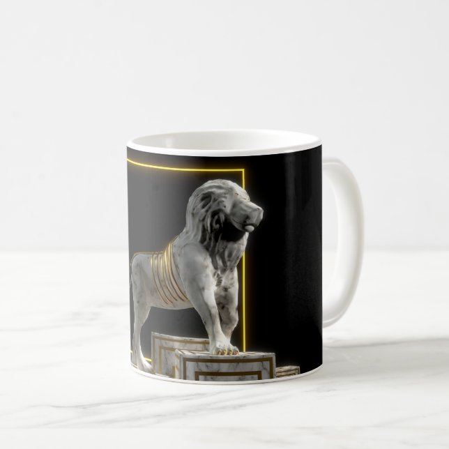 Mug Statue de lion de pierre et d'or (Devant droit)