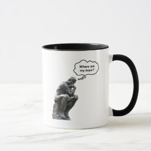Mug Statue de penseur drôle de Rodin - Où sont mes clé