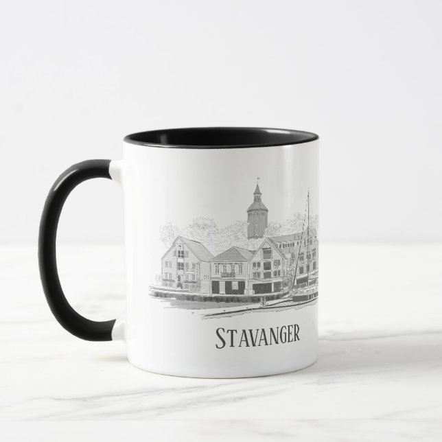 Mug Stavanger Norvège Beau Streetscape Dessin (Gauche)