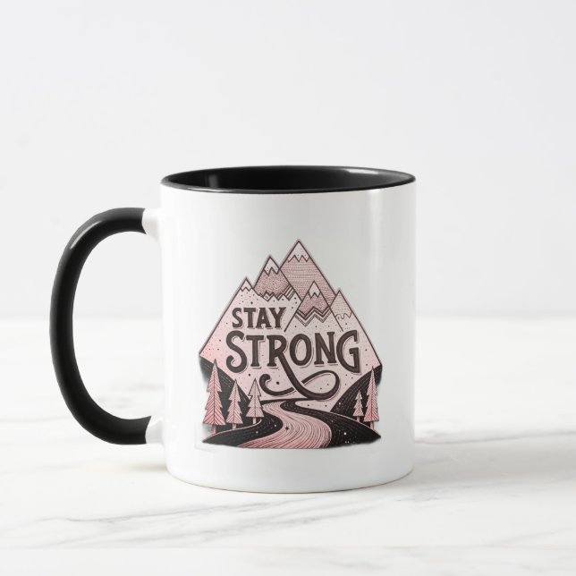 Mug Stay Strong Mountain Hoodie – Minimal Geometric Il (Gauche)