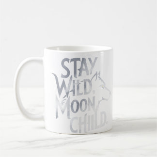 Mug "Stay Wild, Lune Child" Wolf Typographie Design