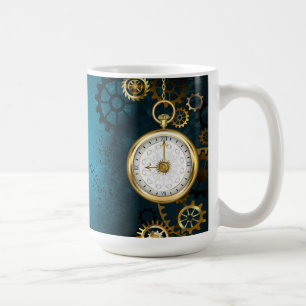 Mug Steampunk Arrière - plan turquoise avec Gears