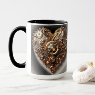 Mug Steampunk Élégant Clockwork Gear Coeur