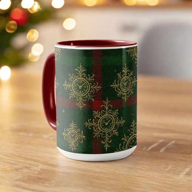 Mug Steampunk Flocon de neige Rouge et vert Tartan (Créateur téléchargé)
