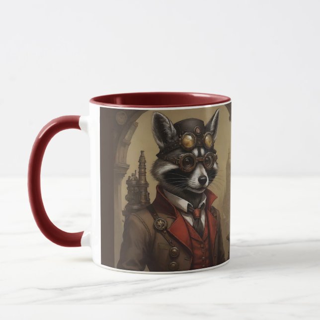 Mug Steampunk Raccoon Portrait Artistique (Gauche)